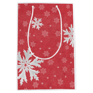 Sac Cadeau Moyen Snowflakes à la carte postale de Noël Eve
