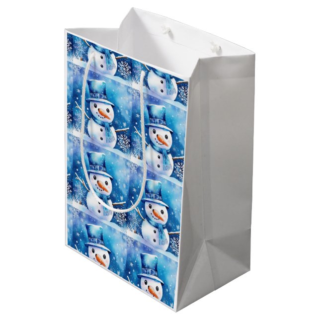 Sac Cadeau Moyen Snowman en bleu (Dos Angle)