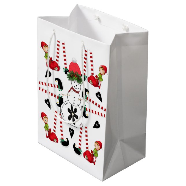 Sac Cadeau Moyen Snowman Merry Christmas Gift Bags (Dos Angle)