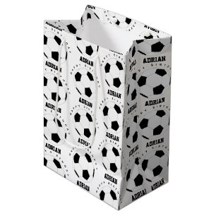 Sac Cadeau Moyen Soccer Ball Football Nom personnalisé Anniversaire