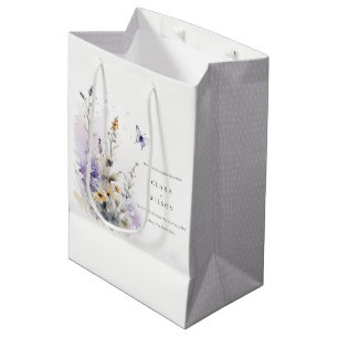 Sac Cadeau Moyen Soft Lilac Fleur sauvage Butterfly Garden Mariage
