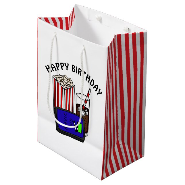 Sac Cadeau Moyen Soirée cinéma fête d'anniversaire   (Devant Angle)