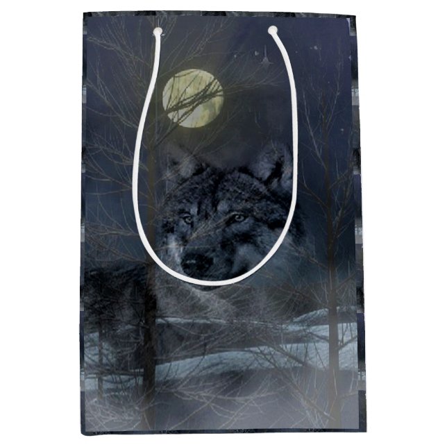 Sac Cadeau Moyen Soirée Wolf Spirit Moon (Devant)