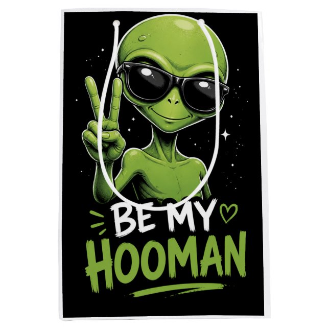 Sac Cadeau Moyen Sois mon humain 👽 (Devant)