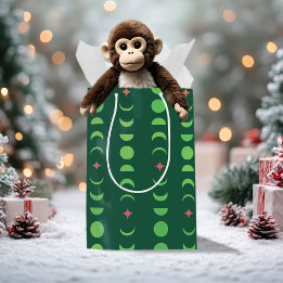 Sac Cadeau Moyen Solstice d'hiver Yule Wicca Moon Phases Rouge Vert