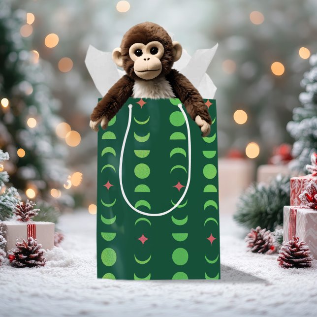 Sac Cadeau Moyen Solstice d'hiver Yule Wicca Moon Phases Rouge Vert (Créateur téléchargé)