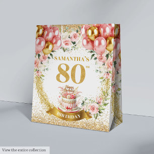 Sac Cadeau Moyen Sophisticated Gold Numéro 80e Anniversaire Petal s
