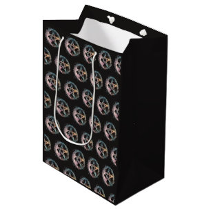 Sac Cadeau Moyen Sorcière au Pentagramme Bleu Halloween Noir