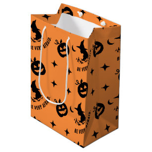 Sac Cadeau Moyen Sorcière Éffrayante orange d'Halloween