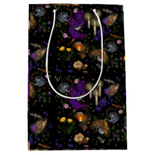 Sac Cadeau Moyen Sorcières Brûler le thé et le Motif Cottagecore