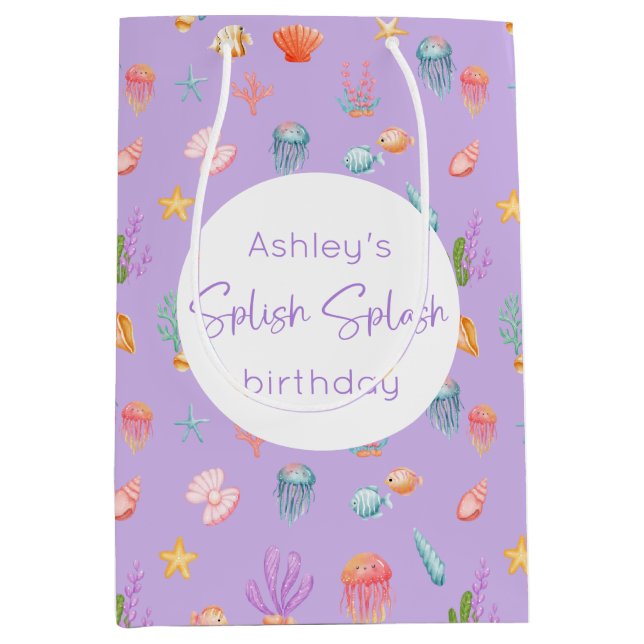 Sac Cadeau Moyen Sous la mer Anniversaire (Devant)