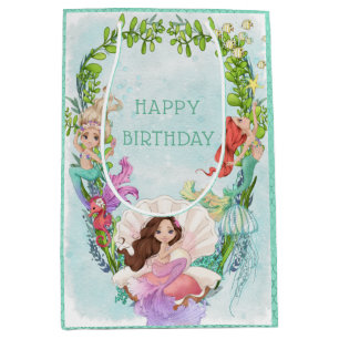 Sac Cadeau Moyen Sous la mer Sirène Anniversaire Moyen Cadeau