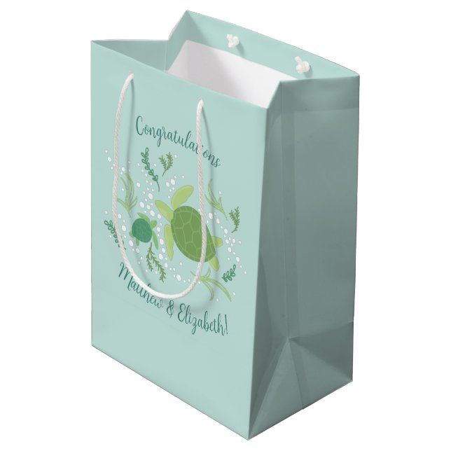 Sac Cadeau Moyen Sous le Baby shower des tortues de mer (Dos Angle)