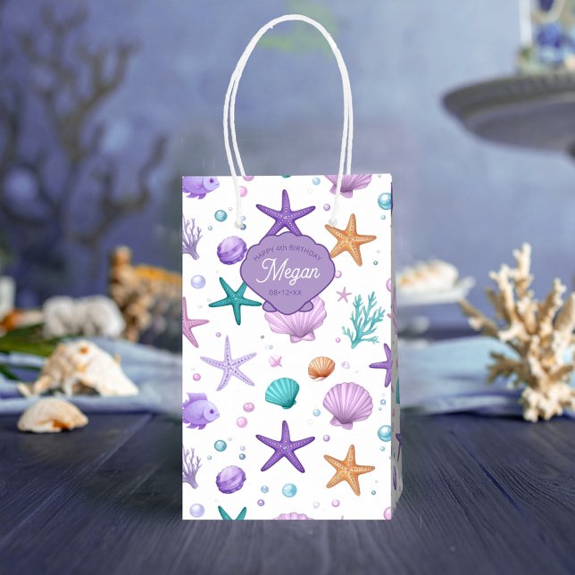 Sac Cadeau Moyen Sous le Motif Sea Marine Life Anniversaire ID1143 (Créateur téléchargé)