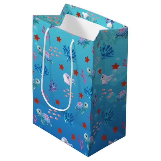 Sac Cadeau Moyen Sous les créatures de la mer (Devant Angle)