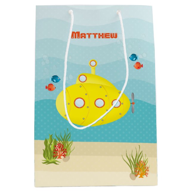 Sac Cadeau Moyen Sous-marin jaune profond (Devant)