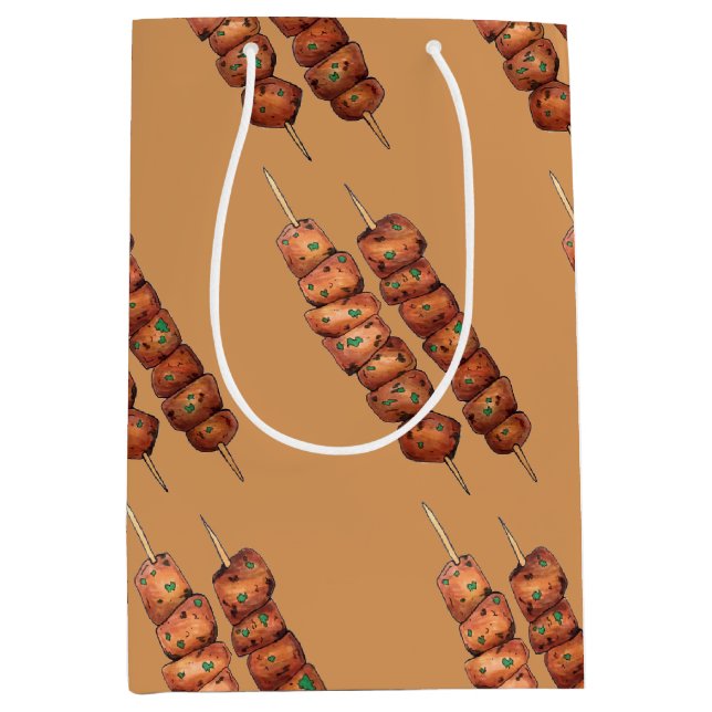 Sac Cadeau Moyen Souvlaki Viande Porc brochette Grèce Fast Food Grè (Devant)