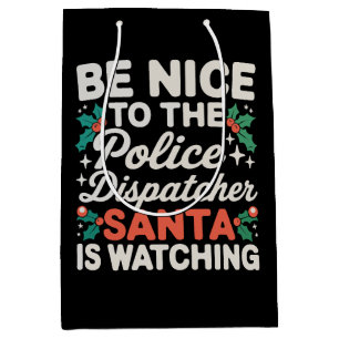 Sac Cadeau Moyen Soyez gentil avec le répartiteur de police Santa r