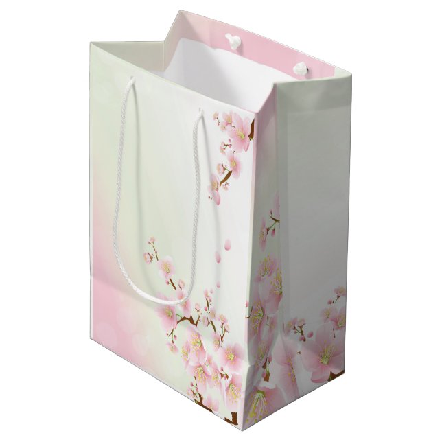 Sac Cadeau Moyen Spa naturel rose et crème Magnolia Blossom (Devant Angle)
