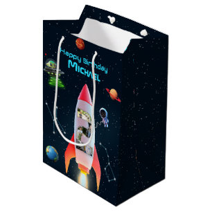 Sac Cadeau Moyen Space Rocket 2e anniversaire Immense Collage Pho