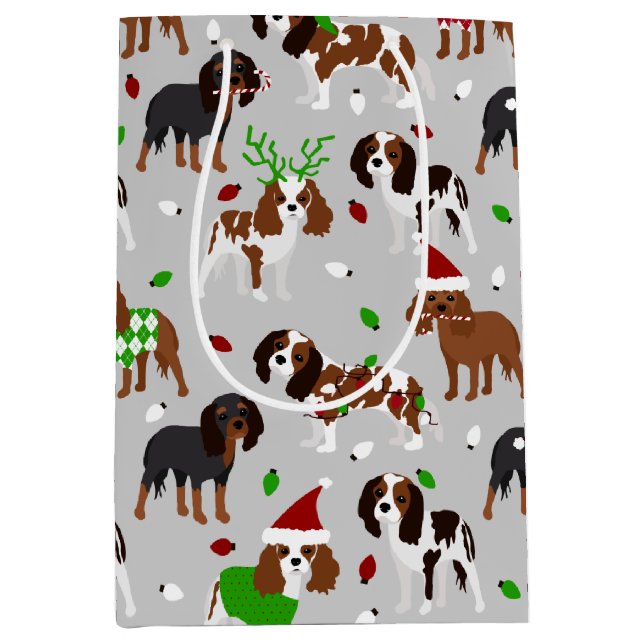 Sac Cadeau Moyen Spaniel de Christmas (Devant)