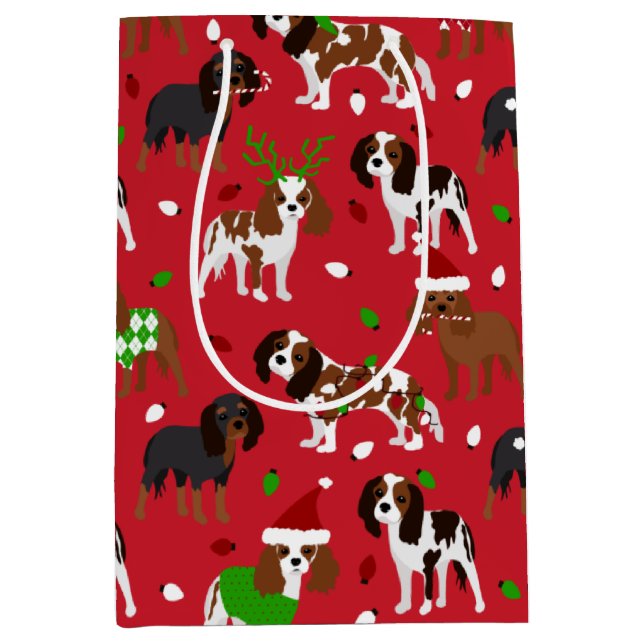 Sac Cadeau Moyen Spaniel de Christmas (Devant)