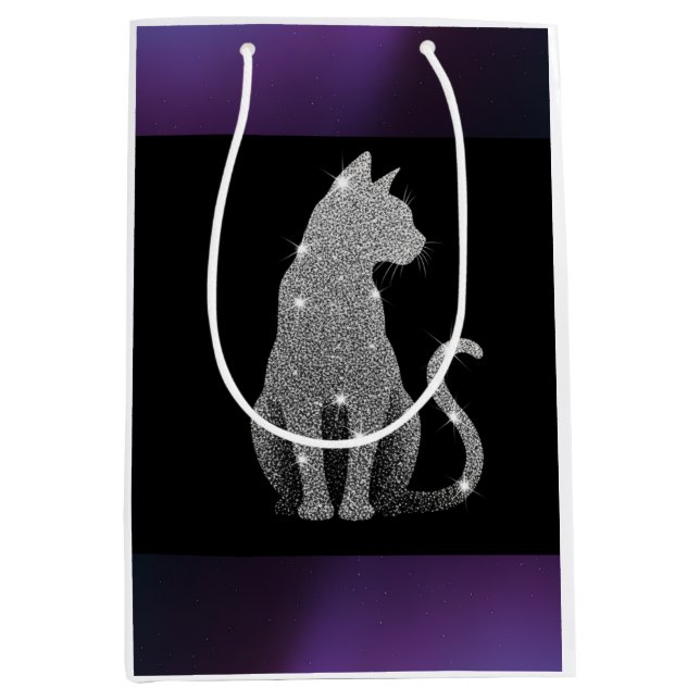 Sac Cadeau Moyen Sparkling Silver Cat (Devant)