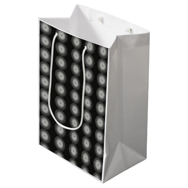 Sac Cadeau Moyen Spirale Noire Et Blanche (Devant Angle)