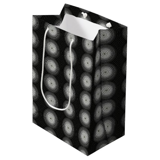 Sac Cadeau Moyen Spirale Noire Et Blanche (Devant Angle)