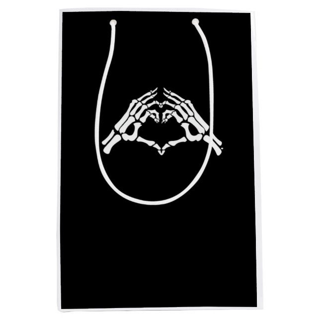 Sac Cadeau Moyen Squelette Coeur Et Main Signal (Devant)