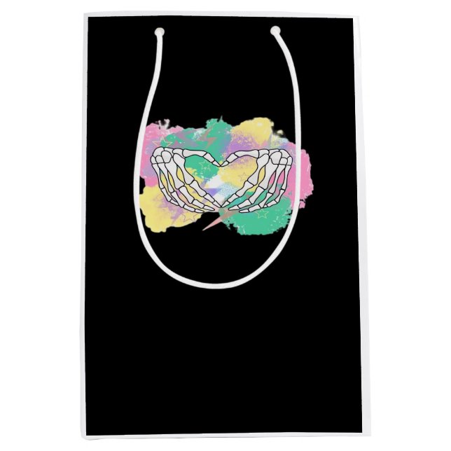 Sac Cadeau Moyen Squelette Mains Coeur Avec Backgr Abstrait Couleur (Devant)
