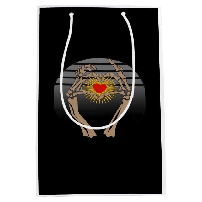 Sac Cadeau Moyen Squelette Mains Faire Un Coeur Classique (Devant)