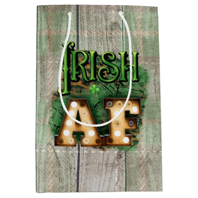 Sac Cadeau Moyen St. Patrick's Day Irish AF Irish Marquee Lights (Devant)