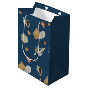 Sac Cadeau Moyen Starfish coquilles d'eau bleu mer mer mer côte