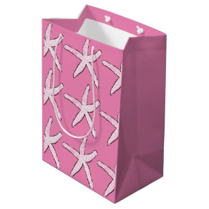 Sac Cadeau Moyen Starfish Motif Beach Pink White Christmas 2020