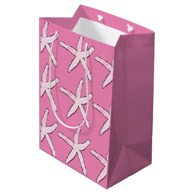 Sac Cadeau Moyen Starfish Motif Beach Pink White Christmas 2020 (Dos Angle)