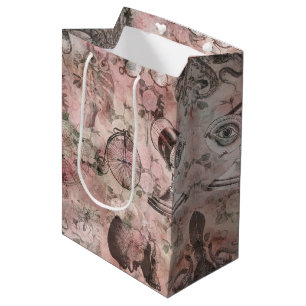 Sac Cadeau Moyen Steampunk romantique Ephémère Vintage antique