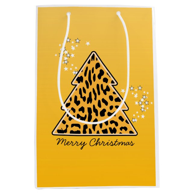 Sac Cadeau Moyen Sticker Leopard cheetah Christmas Tree (Devant)
