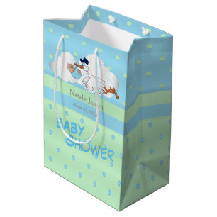 Sac Cadeau Moyen Stork avec un mignon petit bébé garçon