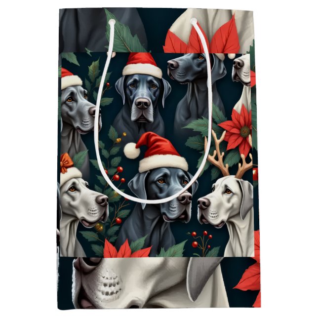 Sac Cadeau Moyen Stunning Great Dane Christmas Gift Bag (Devant)