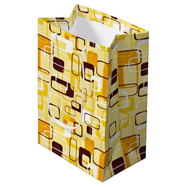 Sac Cadeau Moyen Style abstrait jaune et noir moderne (Devant Angle)