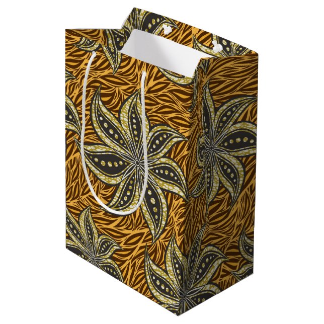 Sac Cadeau Moyen Style Batik Floral Abstrait africain (Dos Angle)