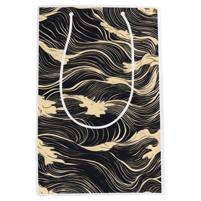 Sac Cadeau Moyen Style côtier Motif vague (Devant)
