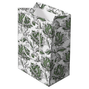 Sac Cadeau Moyen Style d'art de griffonnage abstrait floral Teintes