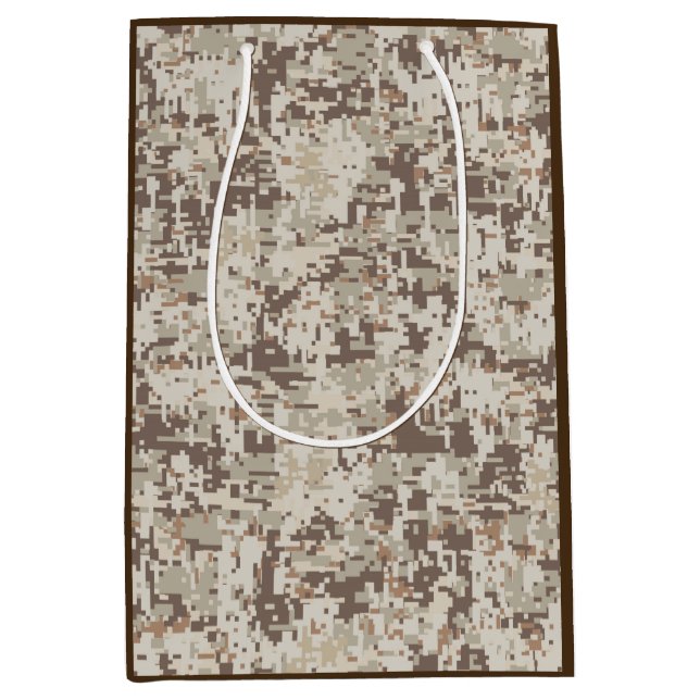 Sac Cadeau Moyen Style Désert Camouflage Numérique Pixels Décor (Devant)