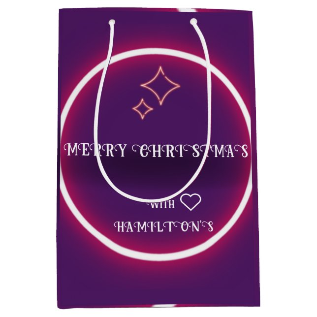 SAC CADEAU MOYEN STYLE RETRO PERSONNALISÉ NOËL VINTAGE (Devant)