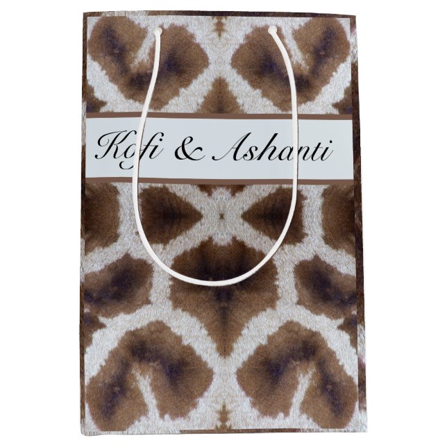 Sac Cadeau Moyen Style safari motif Giraffe (Devant)