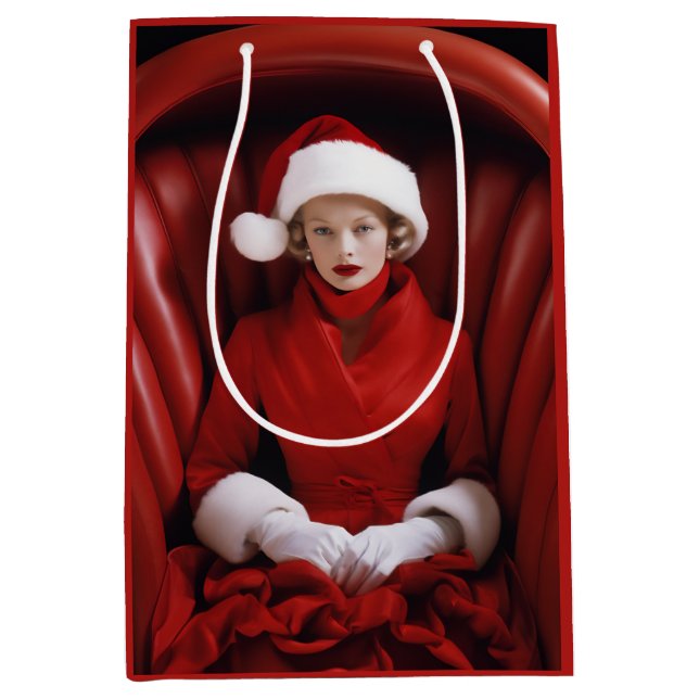 Sac Cadeau Moyen Style vintage Mme Claus (Devant)