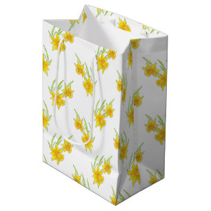 Sac Cadeau Moyen Stylo de jonquille et motif d'aquarelle