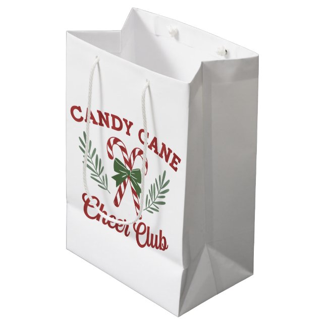 Sac Cadeau Moyen Sucre de canne Christmas Cheer Club Coquette Corre (Devant Angle)